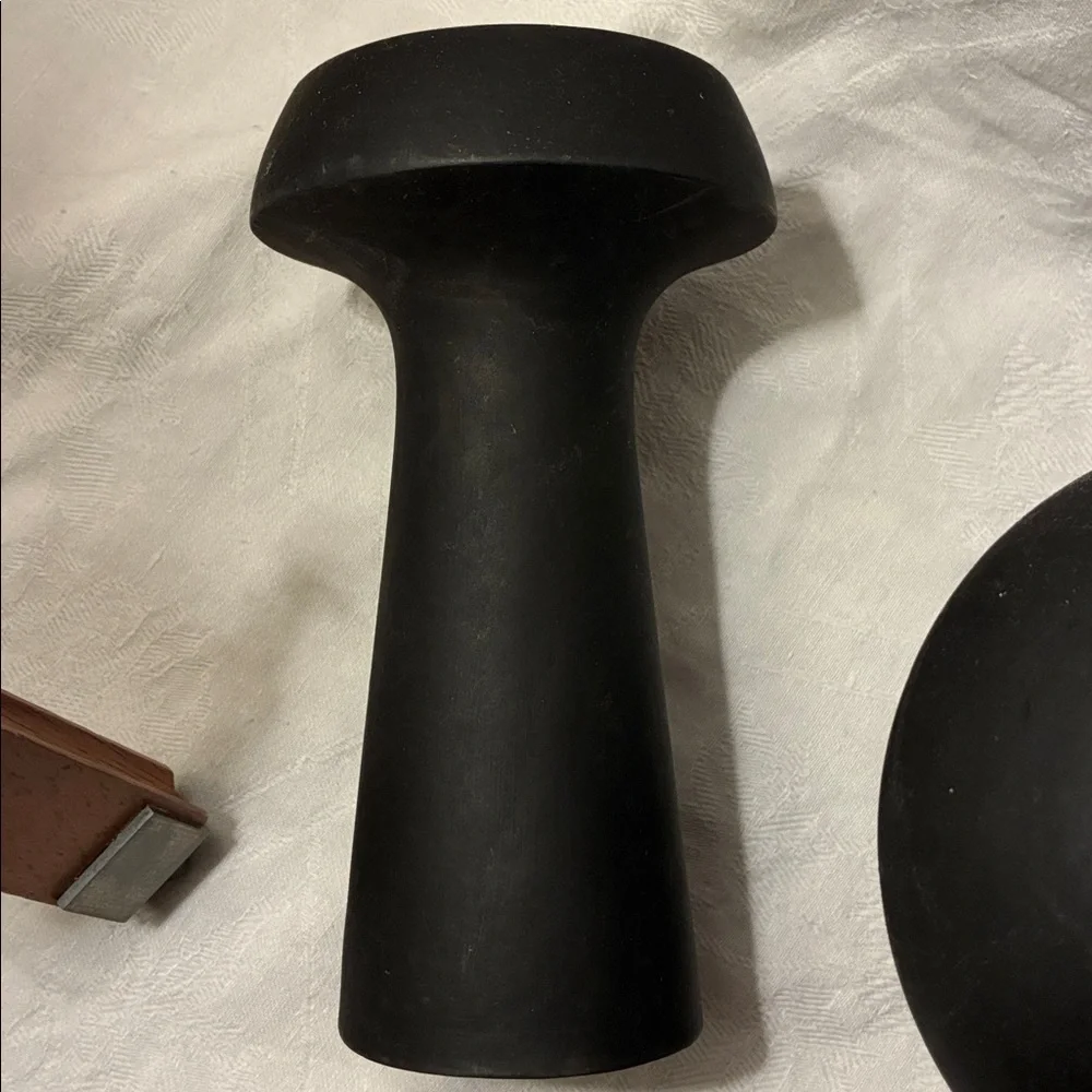 Stoneware Pillar & Taper Candle Holders, Black, Set of 2 Elegant Black Holders